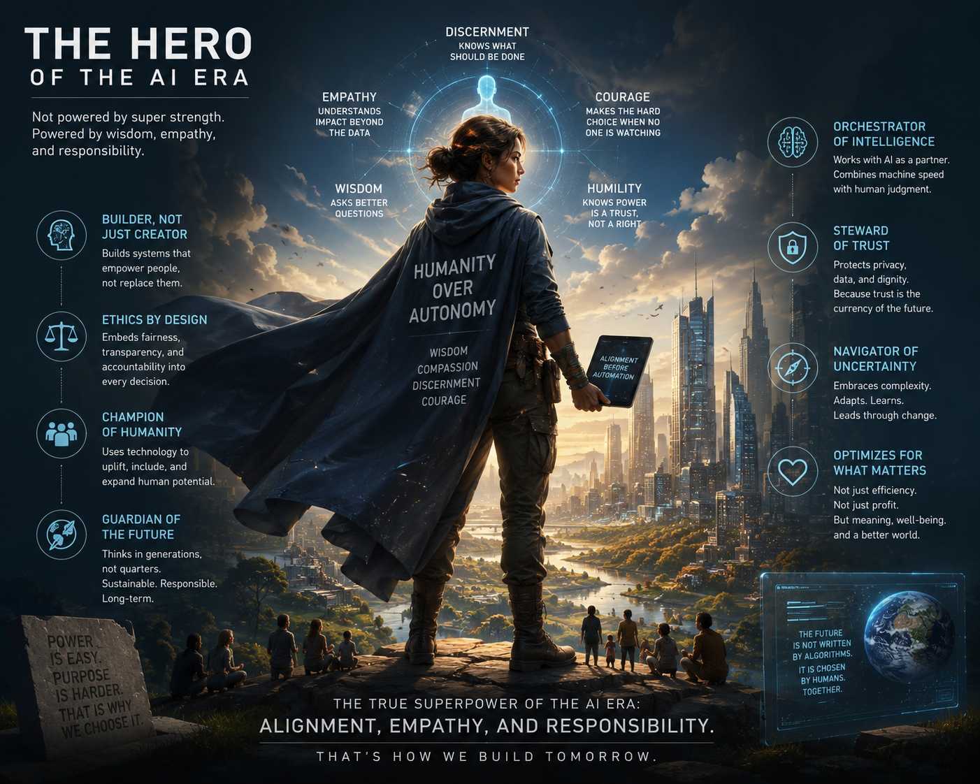 The Hero of the AI Era: an illustrated guide to human-centered leadership, alignment, empathy, and responsibility